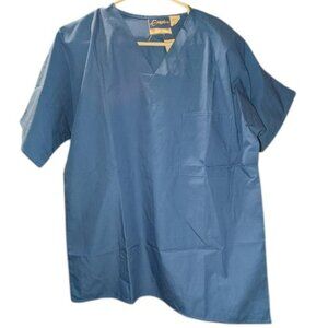 NEW Crest Short Sleeve V-Neck Solid Pullover Unisex Mens Ladies Pocket Scrub Top